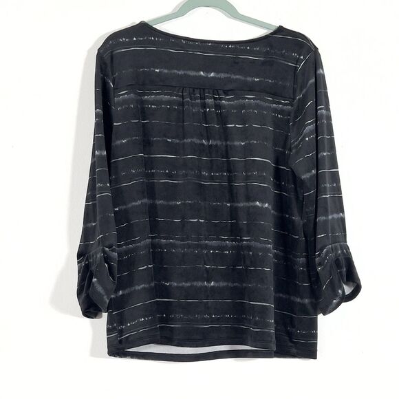 Pure J Jill Velour Pleated Sleeve Pullover Top Womens Sz L 3/4 Sleeve - Picture 4 of 10